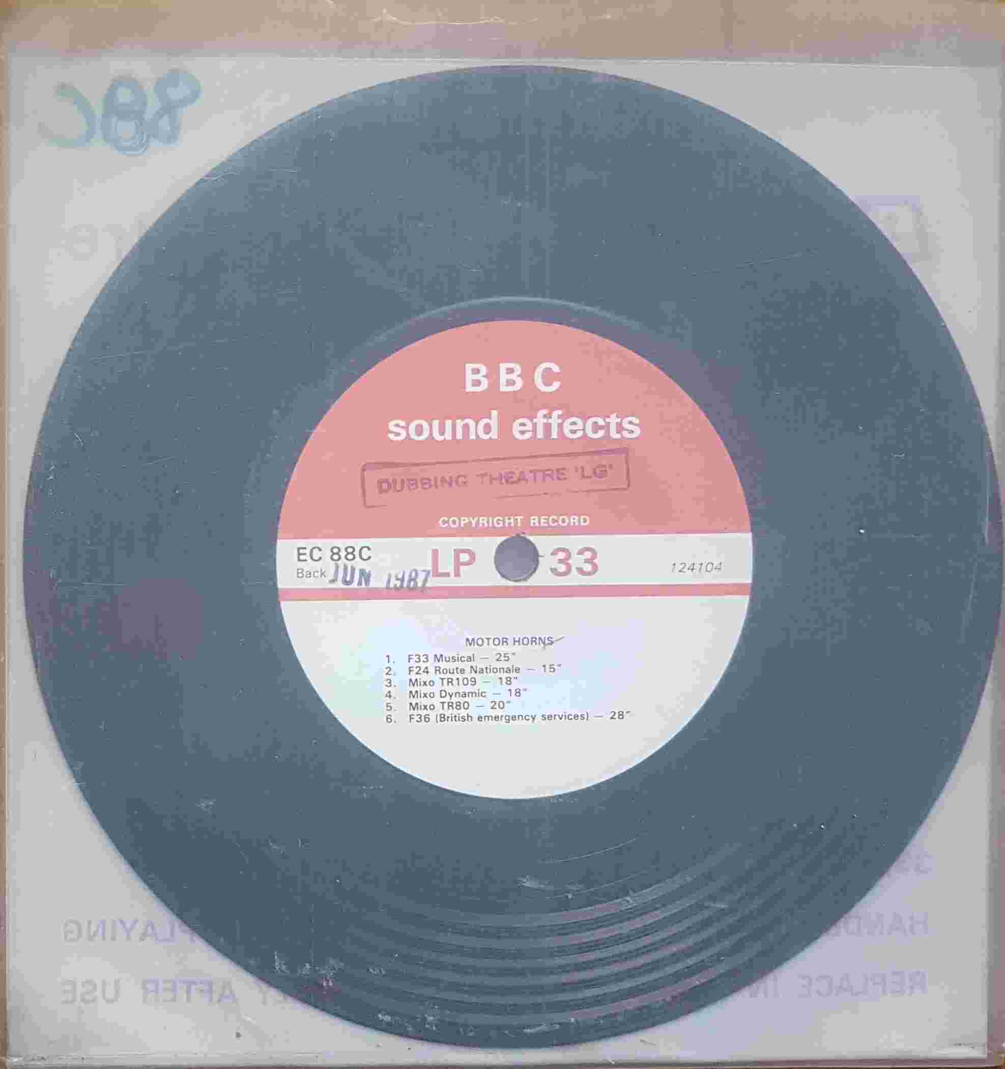 Picture of EC 88C Motor & miscellaneous horns by artist Not registered from the BBC records and Tapes library